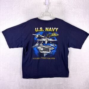 VTG US Navy Tshirt Mens 2XL Aircraft Carrier Destroyer F-18 Hornet Military USA